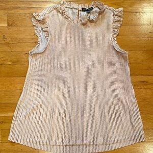 Adrianna Papell Cream Ruffled Sleeveless Blouse with Peter Pan Collar